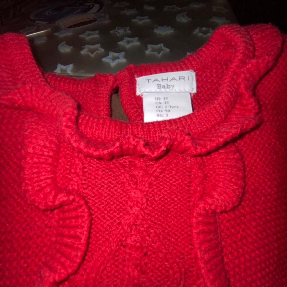 Tahari New Sweater Dress Size 3T Color Red Girl